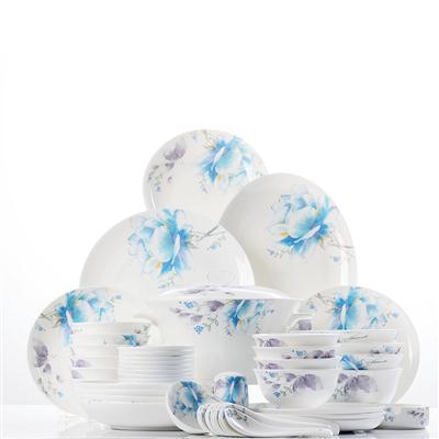 黑吊日黑逼48头聆听花开骨瓷礼品餐具套装
